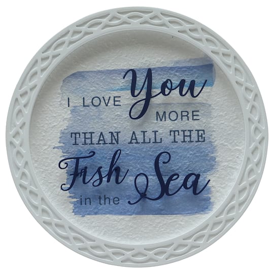 Blue &#x26; White Round Fish in the Sea Wall Sign by Ashland&#xAE;